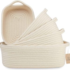 Nordic-style cotton rope storage baskets / cotton rope woven organizer baskets for home use