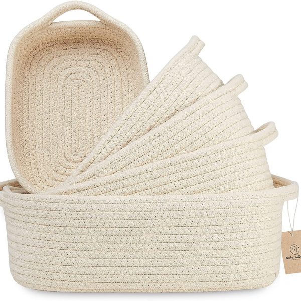 Nordic-style cotton rope storage baskets / cotton rope woven organizer baskets for home use