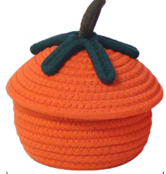 Cotton Rope Woven Storage Basket with Lid & Small Persimmon-Shaped Storage Box